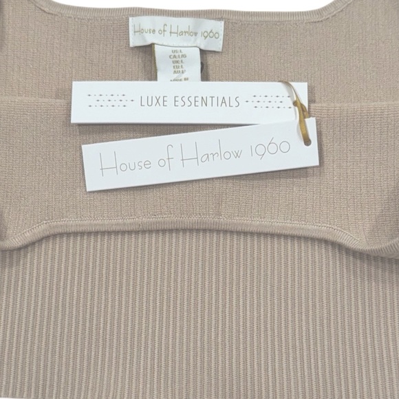 HOUSE OF HARLOW 1960 Ribbed Sculpt Knit Crop Top Luxe Essentials Taupe NWT Large - Picture 3 of 3